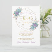 Paars Succulent Gold Geometric Baby shower Bedankkaart (Staand voorkant)