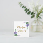 Paars succulent vierkant visitekaartje (Staand voorkant)