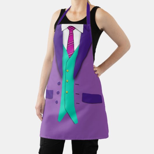 Paars Suit Red Stropdas en Blauwgroen Vest Schort (Insitu)