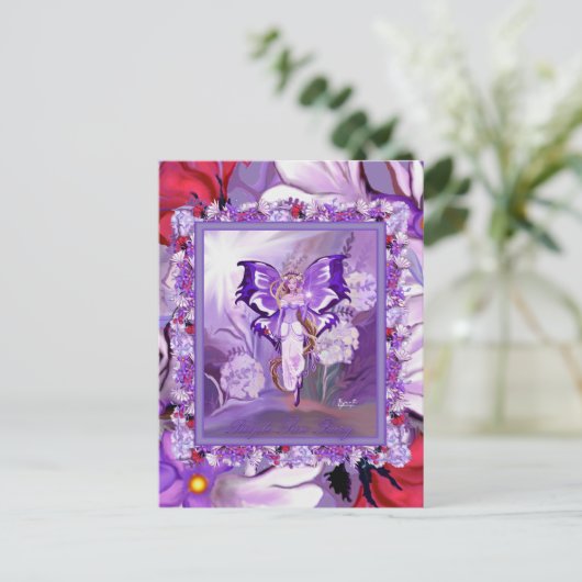 Paars Sun Fairy Briefkaart (Staand voorkant)