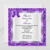 Paars Sweet 16-partij Sweet Sixteen Silver glitter Kaart (Achterkant)
