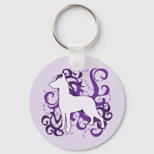 Paars-Swirl German Pinscher Sleutelhanger (Voorkant)