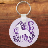 Paars-Swirl German Pinscher Sleutelhanger (Voorkant)