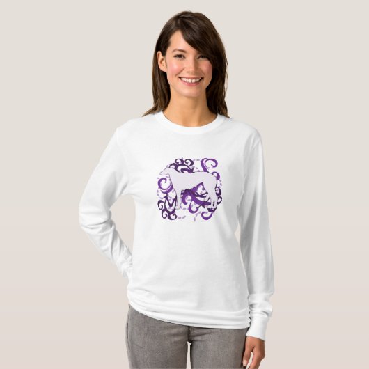Paars Swirl Scottish Deerhound T-shirt (Voorkant volledig)