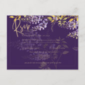 Paars Syringa Paarse Wisteria Gouden Trouw Uitnodi Briefkaart (Voorkant)