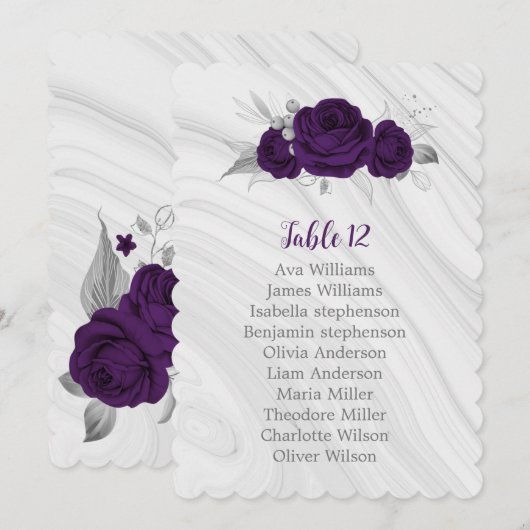 paars tabelnummer van de zilvervaten kaart (Voorkant / Achterkant)