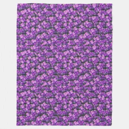 Paars Tartan Crisscross Pattern, Fleece Deken (Voorkant)