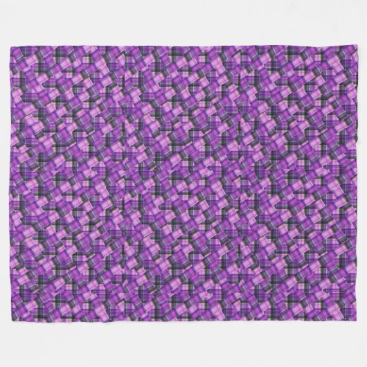 Paars Tartan Crisscross Pattern, Fleece Deken (Voorkant (Horizontaal))