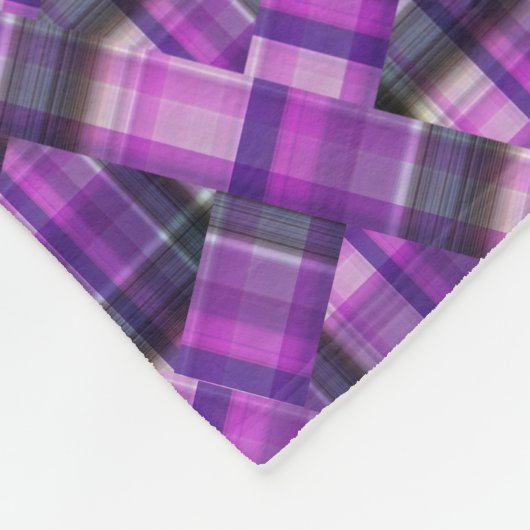 Paars Tartan Crisscross Pattern, Fleece Deken (Hoek)