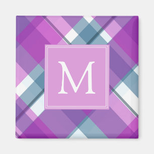 Paars Tartan Monogram Magneet