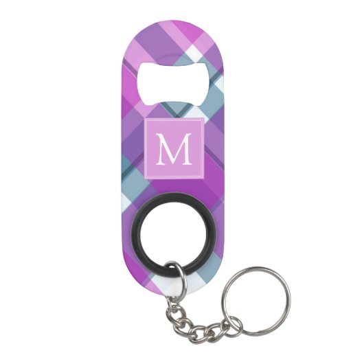 Paars Tartan Monogram Mini Flessenopener (Achterkant)