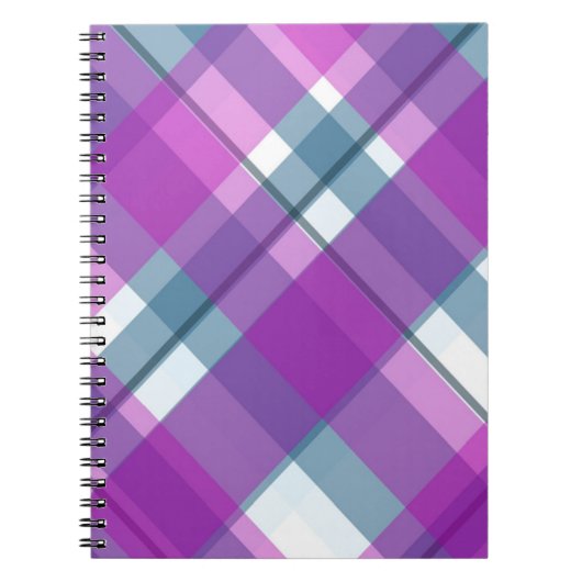 Paars Tartan Patroon Notitieboek (Voorkant)