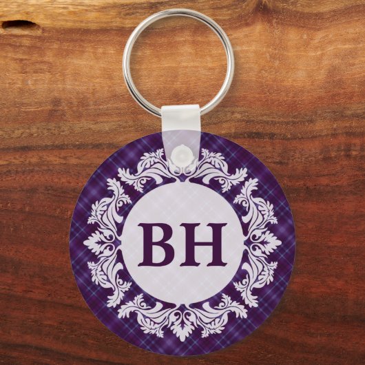 Paars Tartan Patroon Sleutelhanger (Voorkant)