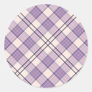 Paars Tartan Pset Ronde Sticker
