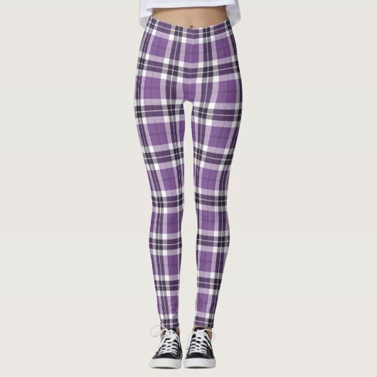 Paars Tartan Pset Scottish Kilt Pattern Leggings (Voorkant)