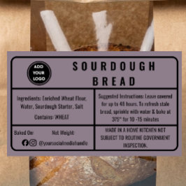 Paars Taupe Cottage Law Sourdough Brood Etiket