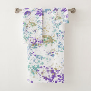 Paars Teal Goud Grungy Modern Spat Bad Handdoek