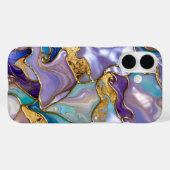 Paars Teal Marmer Hoestelcase Goud Luxe Case-Mate iPhone Case (Achterkant (horizontaal))