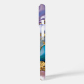Paars Teal Marmer Hoestelcase Goud Luxe Case-Mate iPhone Case (Achterkant / Links)