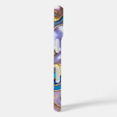 Paars Teal Marmer Hoestelcase Goud Luxe Case-Mate iPhone Case (Achterkant / Rechts)