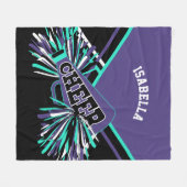 Paars, Teal, Zwart & Wit Cheerleader Design Fleece Deken (Voorkant (Horizontaal))