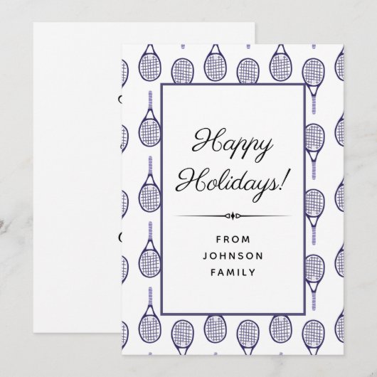Paars tennisracketpatroon Prettig kerstfeest Xmas Feestdagenkaart (Voorkant / Achterkant)