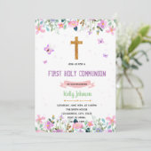 Paars thema baptisme baptisme - uitnodiging (Staand voorkant)