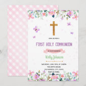 Paars thema baptisme baptisme - uitnodiging (Voorkant / Achterkant)