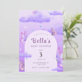 Paars thema Butterfly Baby shower Kaart (Staand voorkant)