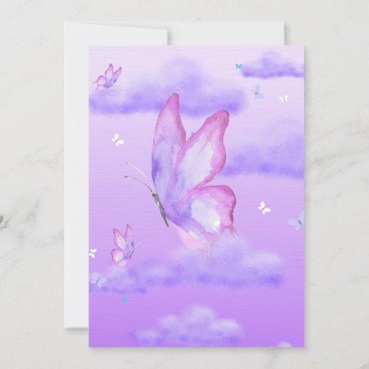 Paars thema Butterfly Baby shower Kaart (Achterkant)