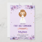 Paars thema uitnodiging van de meisjesgemeenschap (Voorkant)