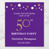 paars thema voor 50e verjaardag  thema bedankt wijn etiket (Enkel label)