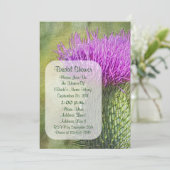 Paars Thistle Art Flower Vrijgezellenfeest uitnodi Kaart (Staand voorkant)