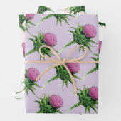 Paars Thistle Floral Pattern Inpakpapier Vel (In situ)