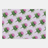 Paars Thistle Floral Pattern Inpakpapier Vel (Voorkant)
