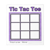 Paars Tic Tac Toe Game Notitieblok (Voorkant)