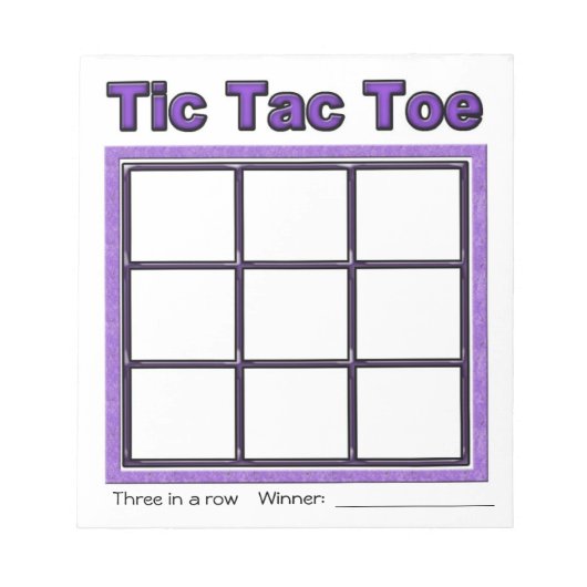 Paars Tic Tac Toe Game Notitieblok (Voorkant)