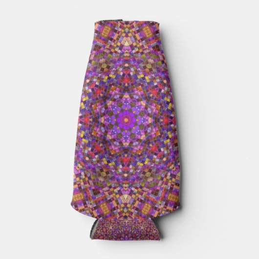 Paars Tile Pattern Kaleidoscope Flesjeskoeler (Voorkant)