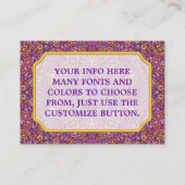 Paars Tile Pattern Kaleidoscope Visitekaartje (Achterkant)