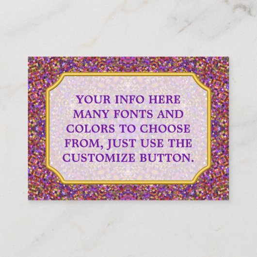Paars Tile Pattern Kaleidoscope Visitekaartje (Achterkant)