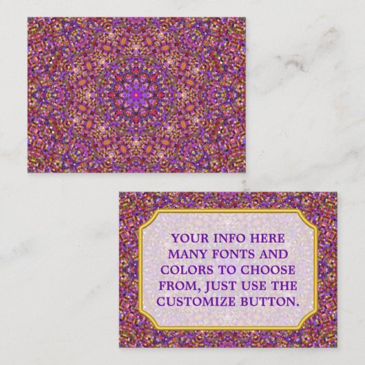 Paars Tile Pattern Kaleidoscope Visitekaartje (Voorkant / Achterkant)