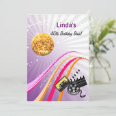 paars totaal 80's retro party Invitation Kaart (Staand voorkant)