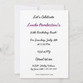 paars totaal 80's retro party Invitation Kaart (Achterkant)