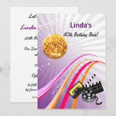 paars totaal 80's retro party Invitation Kaart (Voorkant / Achterkant)