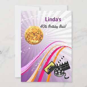 paars totaal 80's retro party Invitation Kaart