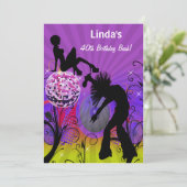 paars totaal 80's retro party Invitation Kaart (Staand voorkant)