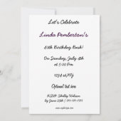 paars totaal 80's retro party Invitation Kaart (Achterkant)