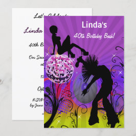 paars totaal 80's retro party Invitation Kaart