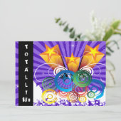 paars totaal 80's retro party Invitation Kaart (Staand voorkant)
