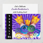 paars totaal 80's retro party Invitation Kaart (Voorkant / Achterkant)